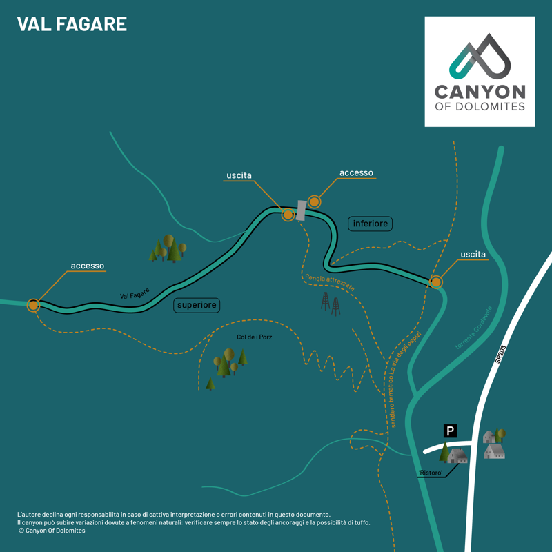 Canyon Val Fogarè - Parte bassa - Mappa